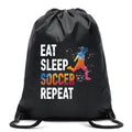 Pishovi Eat Sleep Soccer Repeat Drawstring Waterproof Backpack, Soccer Sports Bag for Man Women, Soccer Player Gifts, Soccer Gift for Soccer Lover Soccer Fan, Soccer Lover Gift Idea (A)