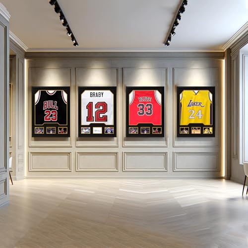 ccdcc 2 Pack Wooden Jersey Frame Display Cases with Tempered Glass – Fits Most Jerseys & Photos