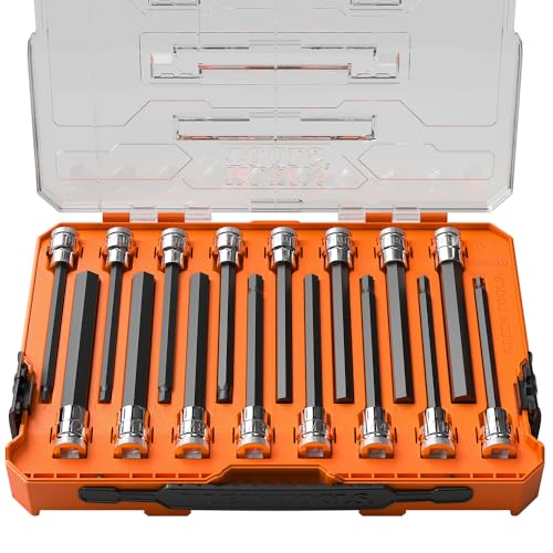 Long Hex Bit Socket Set - SAE & Metric, 16-Piece with MODbox Case - Klein Tools