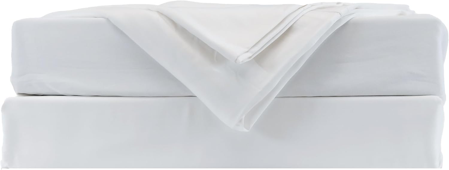 Sleep Haven 300 Thread Count Viscose Bamboo Sheets - Cooling Sateen Weave Set, 18" Deep Pocket, Queen (White)