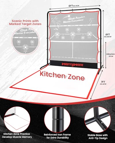 MerryMove 6FT Portable Pickleball Rebounder Net for Outdoor & Indoor Training