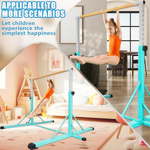 Adjustable Gymnastics Bar for Kids 5FT Unfoldable Mint - Stable Home Training Equipment