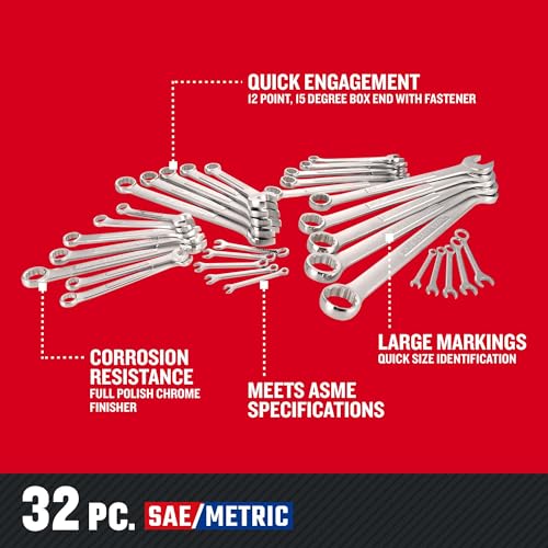 Craftsman 32-Piece SAE/Metric Wrench Set - Full Polish Chrome, Quick Engagement, Corrosion Resistant