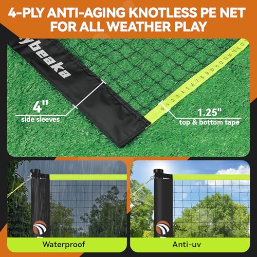 Olybeaka 12ft Black Badminton Net Set for Backyard Easy Setup & Stable Play