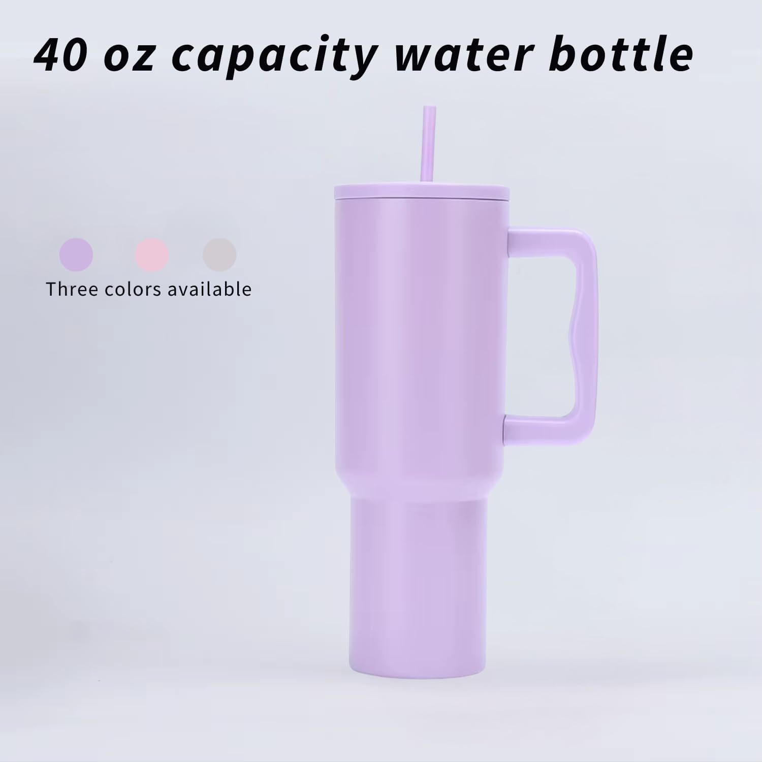 Skiennix 40 Oz Stainless Steel Insulated Water Bottle - Leakproof BPA-Free Tumbler with Handle & Straw | Purple