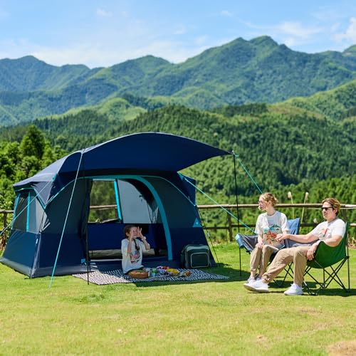 Timber Ridge 6-Person Cabin Tent with Vertical Walls, Porch & Ventilation