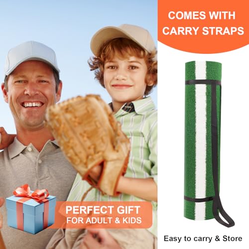 HOYWOUL 6x4 FT Green Baseball Hitting Mat with Anti-Slide Bottom Indoor Outdoor Turf Batting Practice