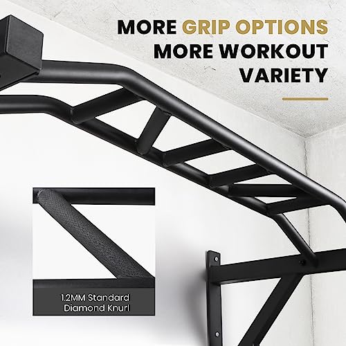 48-Inch Wall-Mounted Pull Up Bar with Pulley System - Multi-Grip Exercise Equipment