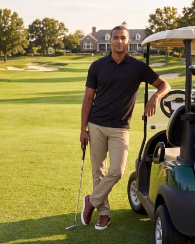 Men's Short Sleeve Golf Polo Shirt - Athletic Tennis Casual Set Large