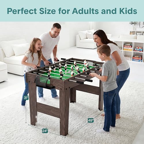 Foosball Table 48in Competition Size Soccer Game for Kids & Adults - Brown Variation