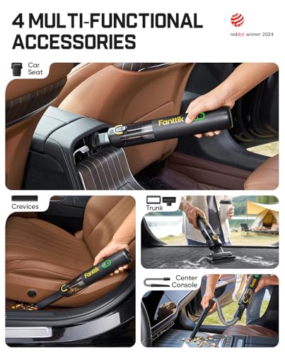 Fanttik V8 Mate Cordless Car Vacuum Black - Portable Mini Handheld with 13000Pa Suction