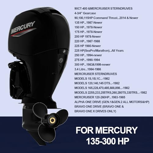 Meruzue 15x17 Boat Propeller for Mercury Alpha One Outboard 48-832828A45