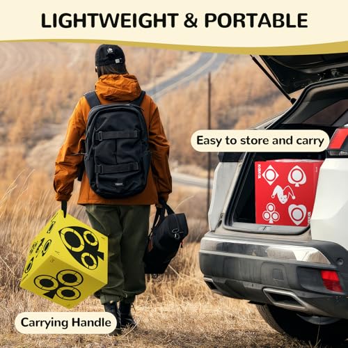 Kalkal Yellow Foam Archery Target, 6-Side Self-Healing Block with Carry Handle