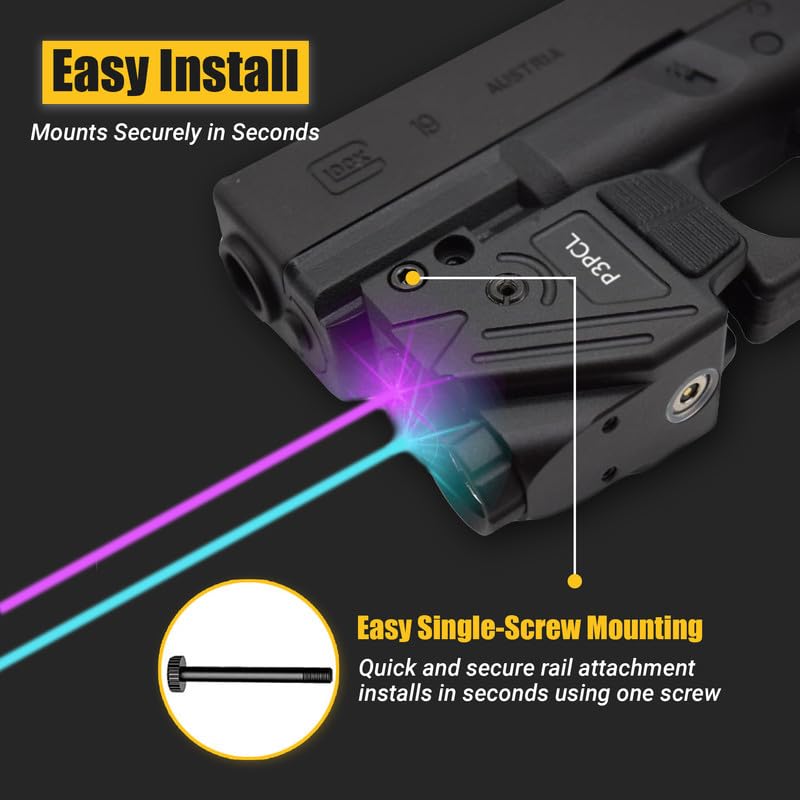 HiLight Tactical Cyan & Purple Laser Flashlight 700 Lumens, Gun Rail Mount, Rechargeable, Military Aluminum - Black Variant