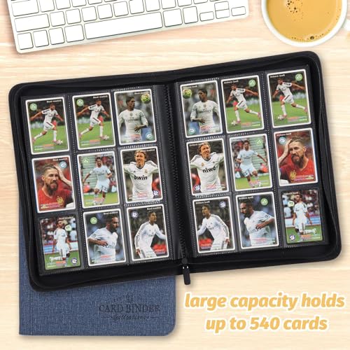 Blue Trading Card Binder with 540 Side Loading Pockets - 9 Pocket Album for Collectibles