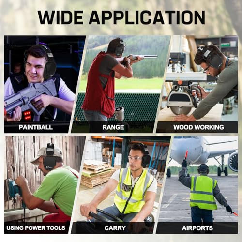Floriogra 2 Pack Electronic Shooting Ear Protection with 5X Sound Amplification, NRR 26dB, Black & Brown