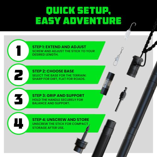 Black Rhino USA Survival Hiking Stick Multi-Tool Walking Staff for Camping & Trekking