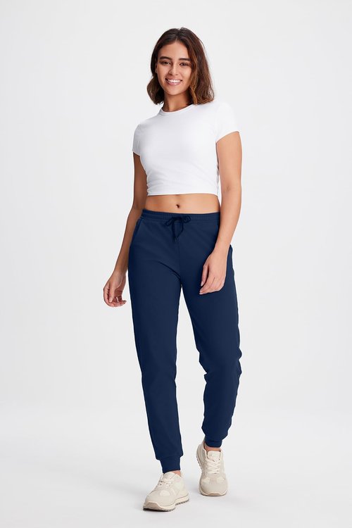 Yogipace Petite Women's Lightweight Anti-Shrink Active Joggers Lounge Sweatpants Yoga Jogger Pants,25",Dark Blue,Size XL