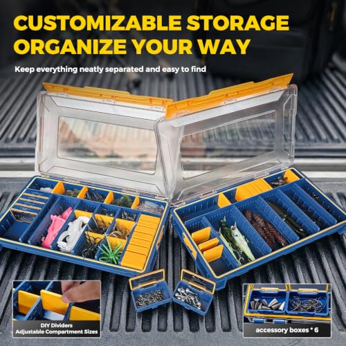 Stackable Waterproof Fishing Tackle Box with Removable Dividers - Floating Bait Storage Case for Freshwater & Saltwater Fishing