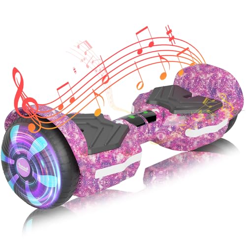 SIMATE Galaxy Purple Self-Balancing Electric Scooter with Bluetooth & LED Lights