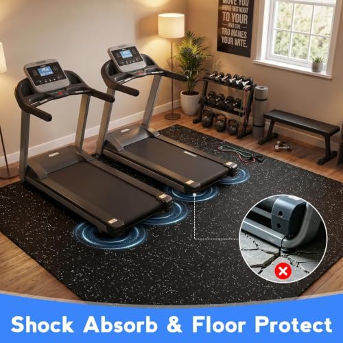 Dalmbox 24x24-Inch Thick Rubber Top Interlocking Gym Floor Tiles, 0.56"