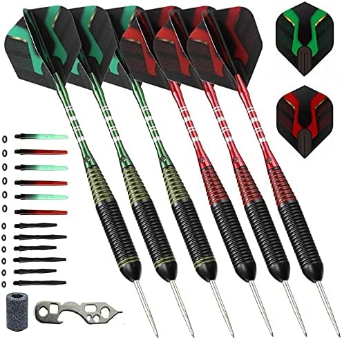 Steel Tip Darts Set by [Brand Name] - Professional 6-Piece Darts with Barrels, Shafts, Flights & Accessories
