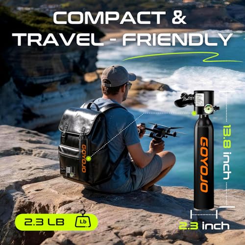 0.5L Portable Mini Scuba Tank with DOT Certification & Snorkel Mask Combo - Obsidian Orange