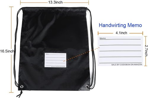 CODOBON Drawstring Bags - 16 Pack Bulk Cinch Backpack for Gym & Sports | Black Color