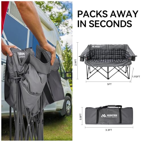 Huskfirm Heated Double Camping Chair with 3 Temperature Settings & USB Power