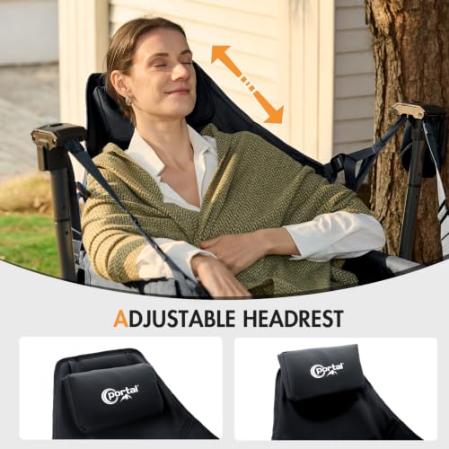 Outdoor Hammock Camping Chair Heavy Duty 400lbs with Mesh Seat & Adjustable Recline - Black Variation 1
