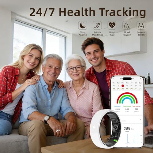 Smart Fitness Ring with Heart Rate Sleep Tracking Waterproof 8 White
