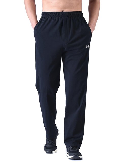 Zoulee Men's Front Zip Open-Bottom Sports Pants Sweatpants Trousers Thin Black 2XL