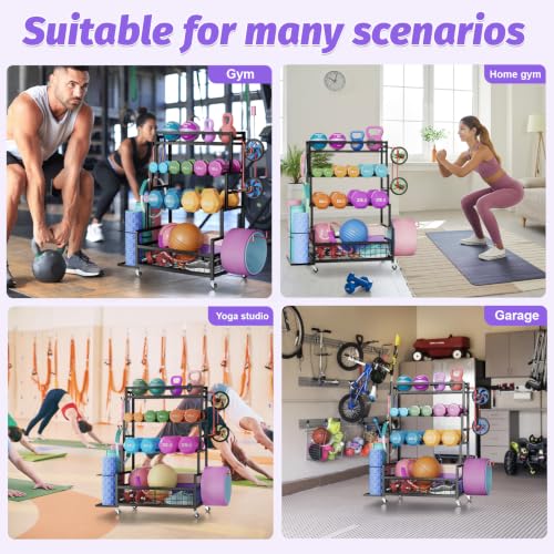Dumbbell Rack for Home Gym - 490 lbs Capacity with Wheels & Hooks