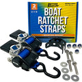 Better Boat 2in x 43in Stainless Steel Retractable Ratchet Straps Set, Heavy Duty Marine Tie Downs