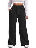 MK Shop Limited Plus Size Wide Leg Pants for Women Active Yoga Sweatpants Lounge High Waisted Drawstring Casual Loose Baggy Pants with Pockets Black