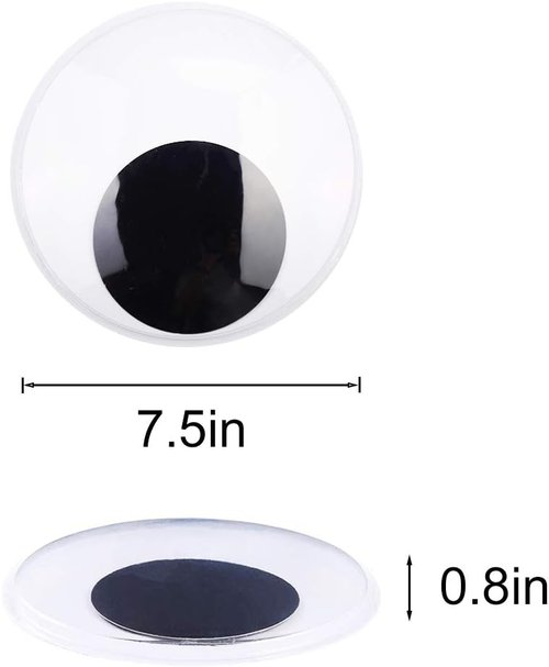 DIYASY Giant Googly Eyes - 7.5 Inches Self-Adhesive Wiggle Eyes for DIY Crafts & Ornaments (2 Pcs)