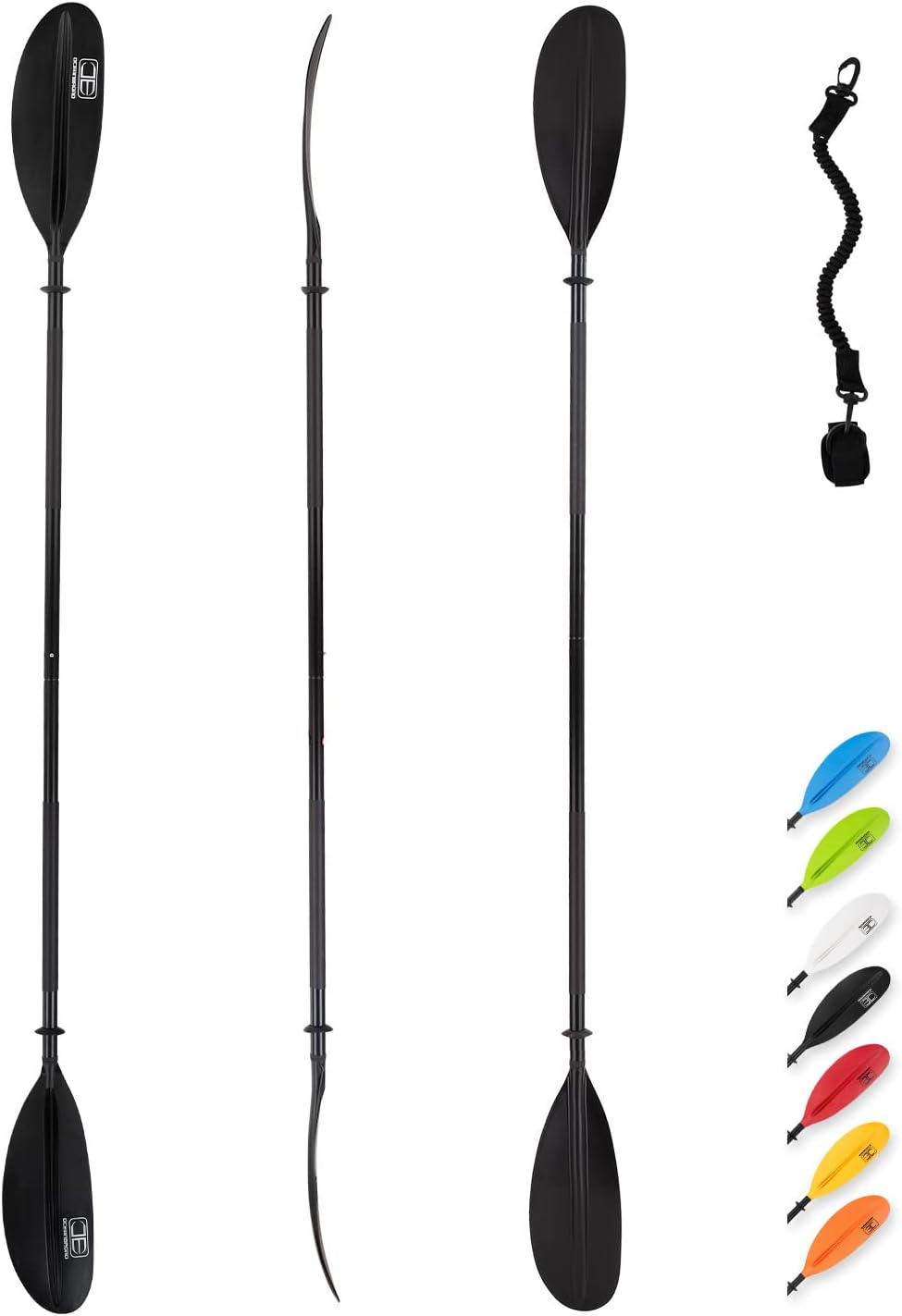 OCEANBROAD Kayak Paddle - Lightweight Alloy Shaft | 86in, 90.5in, 95in Options with Paddle Leash