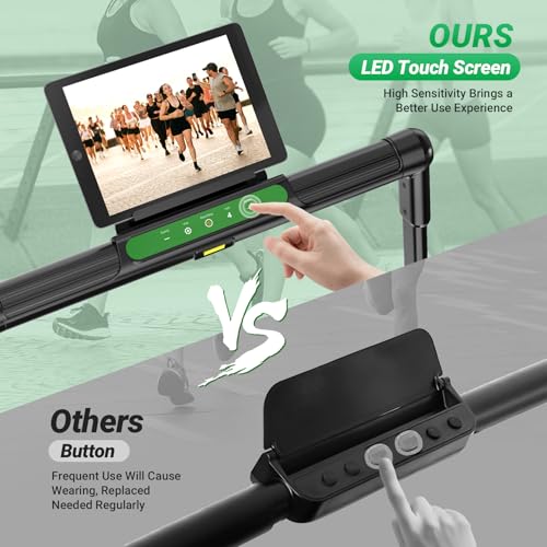 THERUN 2-in-1 Under Desk Walking Pad Treadmill with Handle Bar - Green & Black, High Speed