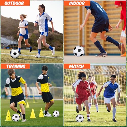 Soccer Balls Set 24 Pack Size 5 with Pumps - Black and White, 8.7 Inch