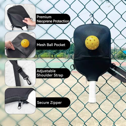 Pickleball Paddle Cover with Adjustable Shoulder Strap & Mesh Pocket