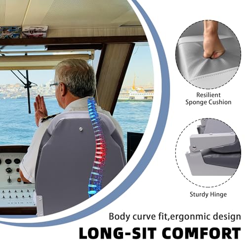 QCUNMAG Dark Gray & Black High Back Boat Seat Marine Fishing Seat Deluxe