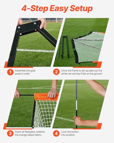 VEVOR 6' x 6' Fiberglass Lacrosse Goal with Portable Net & Training Accessories
