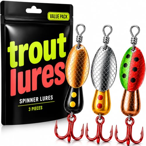 3-Pack Inline Fishing Spinners for Freshwater Trout, Salmon, Bass & More