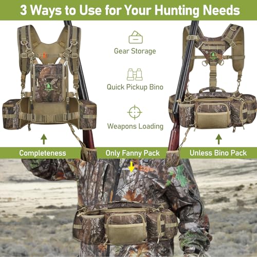 Wild Cedar Hunting Fanny Pack Upgrade with Rifle & Bow Holder, Camouflage Waist Pack for Men