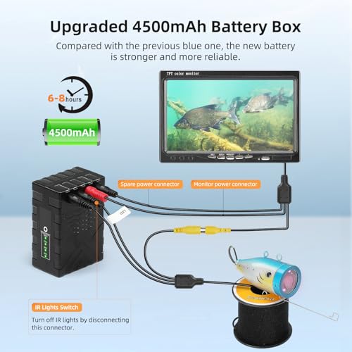 Eyoyo Underwater Fishing Camera 7 inch LCD Monitor Fish Finder 1000TVL 15m/49ft