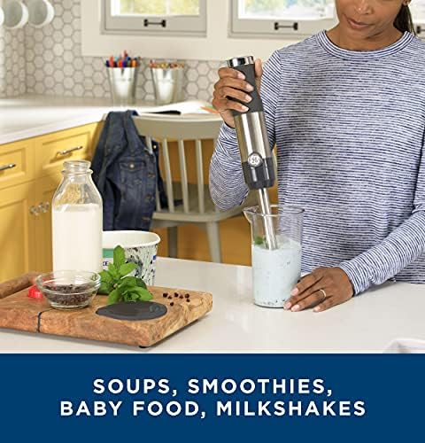 Immersion Blender with Accessories - Handheld 2-Speed Stick Blender for Smoothies & Baby Food - Includes Whisk & Blending Jar - 500W