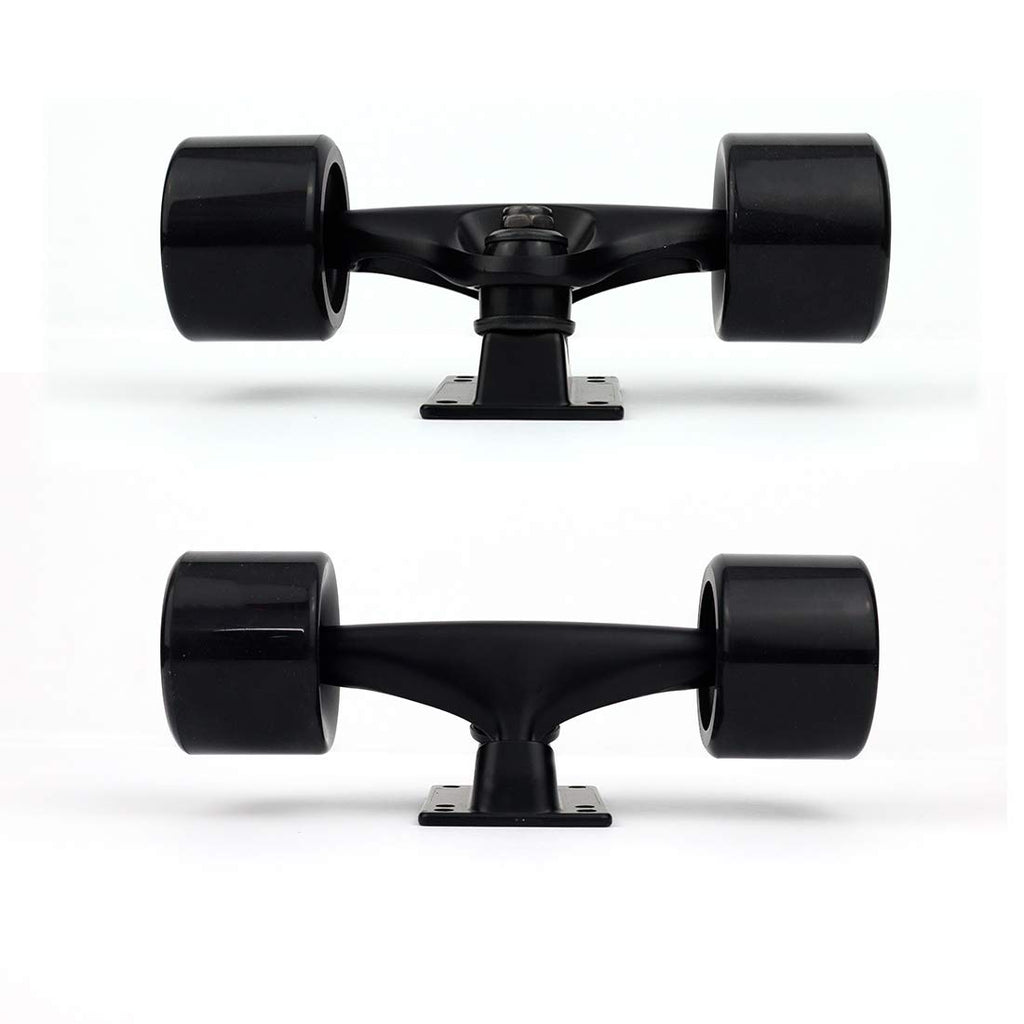 VJ Skateboard Truck and Wheel, 5.0 Skateboard Trucks 127mm (Black) w/Skateboard Cruiser Wheel 60mm, Skateboard Bearings, Skateboard Screws, Skateboard Riser Pads (Black)