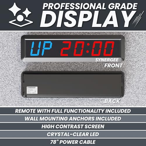 Synergee 16.5-Inch Programmable Wall Timer - Interval & Workout Clock