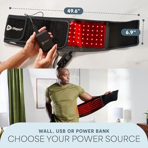 Corded Red Light Therapy Belt with Pulse Modes & Vibration - Black