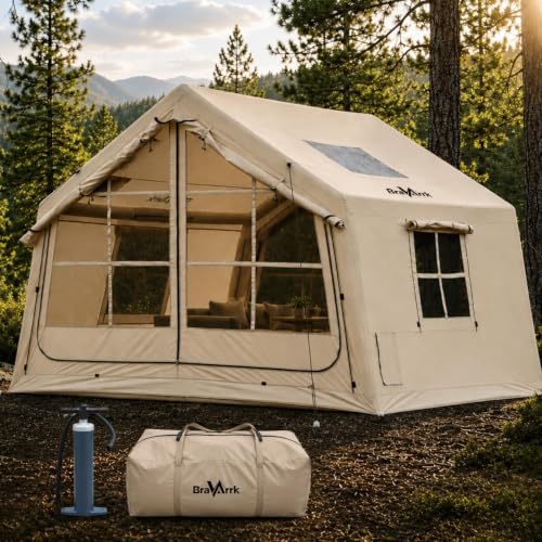 8 Person Inflatable Family Tent with Skylight & Stove Jack - Quick Setup
